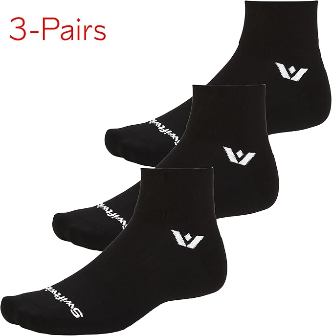 Swiftwick- ASPIRE QUARTER CREW Running & Cycling Socks, Lightweight, Compression Fit