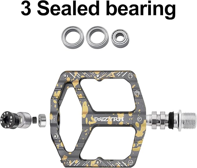 MZYRH Mountain Bike Pedals MTB Pedals,9/16" Non-Slip Lightweight Aluminum Alloy Bicycle Pedals for Road Mountain BMX MTB