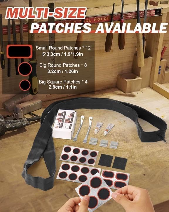 Zacro Bike Tire Repair Kit, Bike Tube Patch Kit with Stainless Steel Tire Levers, 24 PCS Bike Tube Patches,Metal Rasp, Bike Patch Kit for Mountain and Road Bike