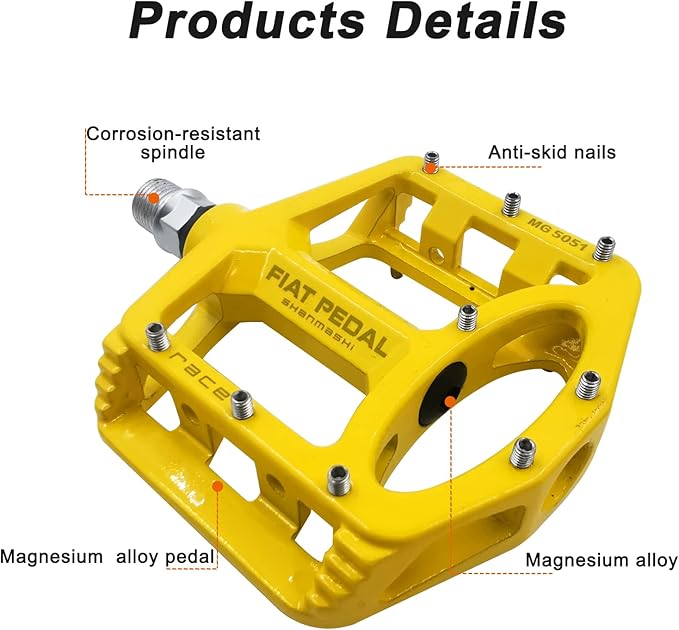 UPANBIKE Magnesium Alloy Bike Pedals 9/16'' Spindle Bearing High-Strength Non-Slip Large Flat Platform for Mountain Bike Road Bicycle