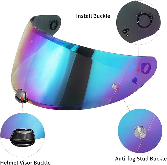 Hj-31 Motorcycle Helmet Visor,Shield Replacement Visor for i10 /i70,Motorcycle Visors,Motorcycle Helmet Visor Accessories (Rainbow)