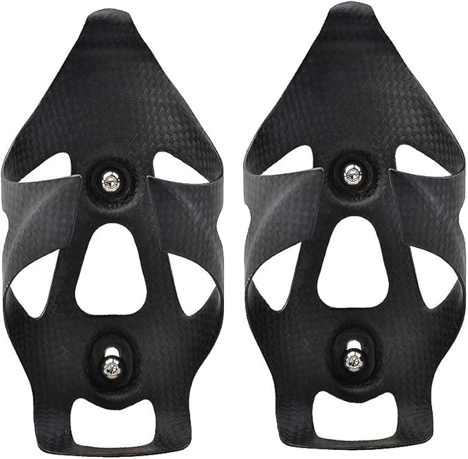 Full Carbon Fiber Bicycle Water Bottle Cages Holder Brackets with Titanium Bolts Pack of 2 (Matt)