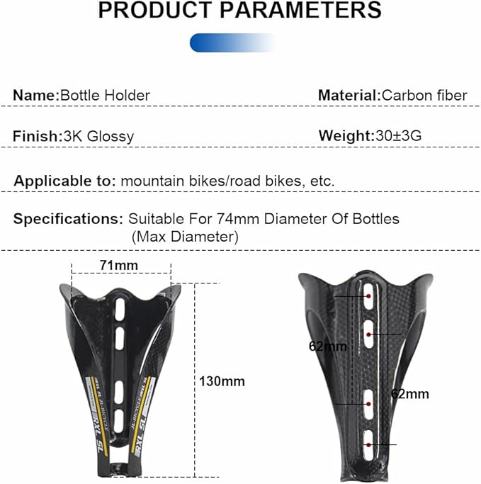 Carbon Fiber Water Bottle Cage Carbon Water Bottle Cage Road Mountain Bike Water Bottle Cage Ultralight Adjustable Bottle Cage