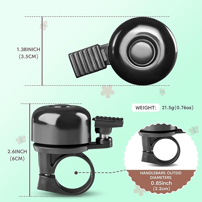 Kid's Bike Bell, Bicycle Horn for Girls, Children’s Bike Bells with Butterfly Design - Cute DIY Bicycle Bell for Girls, Crisp Sound, Easy to Install