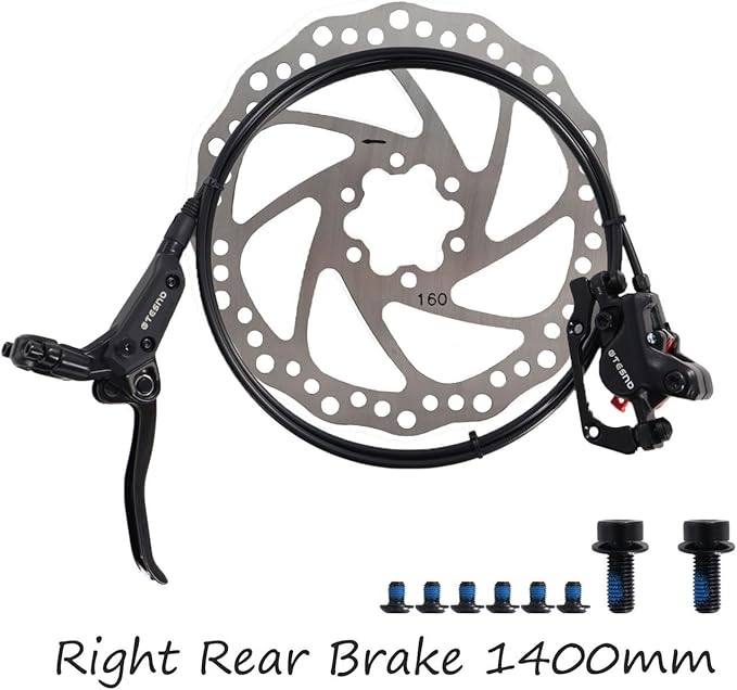 MTB Hydraulic Disc Brakes Set Left Front 800mm Right Rear 1400mm with 160mm Rotors,Aluminum Oil Pressure Calipers Levers for Mountain bike E-Bike Fat Bike Road Bike