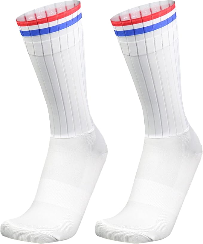 Aero Socks Cycling Aero Socks For Men Anti-Slip Silicone Aero White Line Cycling Sports Running Socks 6-11