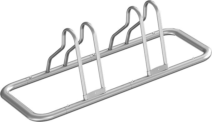 Simple Houseware 2 Bike Bicycle Floor Parking Adjustable Storage Stand, Silver