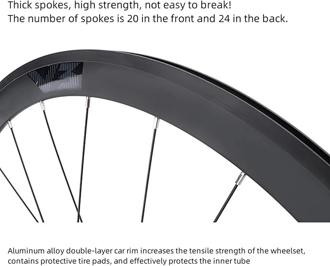 Road Bike Wheelset, Front 2 Rear 4 Bearing, V Brake 700C Aluminum Alloy Wheelset Wheel Riding Accessories