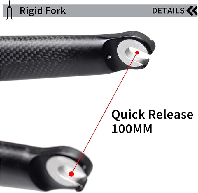 650C/700C Carbon Fiber Road Bike Rigid Fork 1-1/8" Straight Tube Rim Brake Quick Release 100mm Light Bike Front Fork
