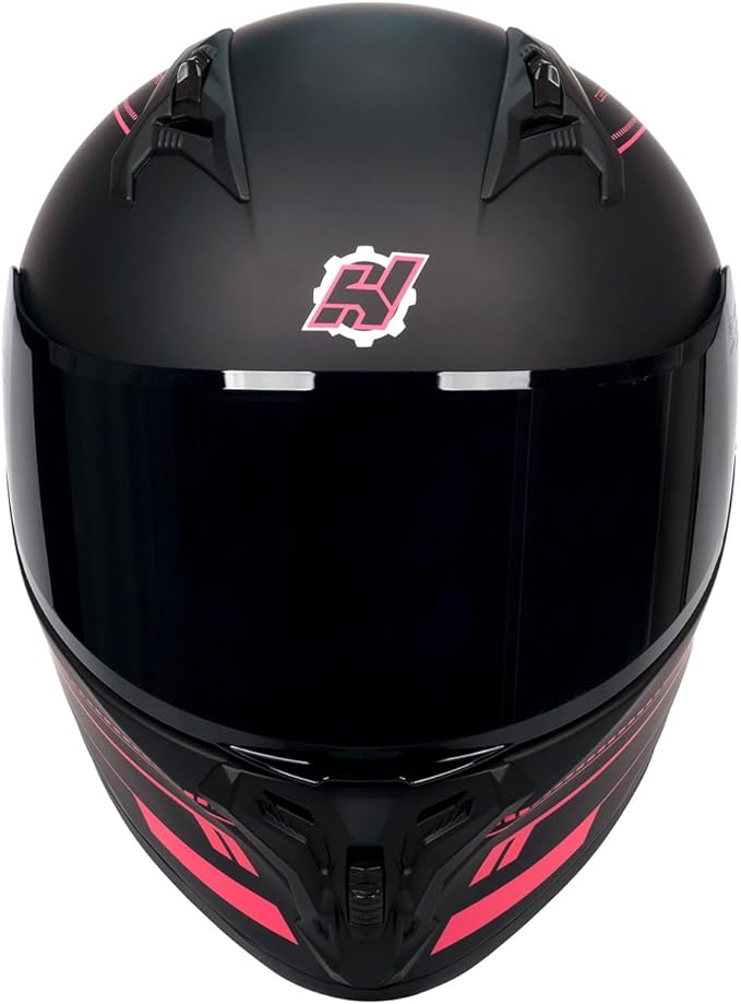 HAX Obsidian Pro Full Face Dual Visor Adult Motorcycle Helmet for Motorbike Street Bike with Pinlock Ready DOT Approved Matte Pink L