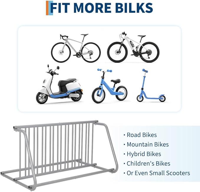 Floor Bike Rack,Double-Side 10-Bike Rack 60"L,Grid Bike Rack In Ground,Freestanding Bicycle Floor Parking Stand,Stand Bike Racks for Garages Streets Yards Bike Events