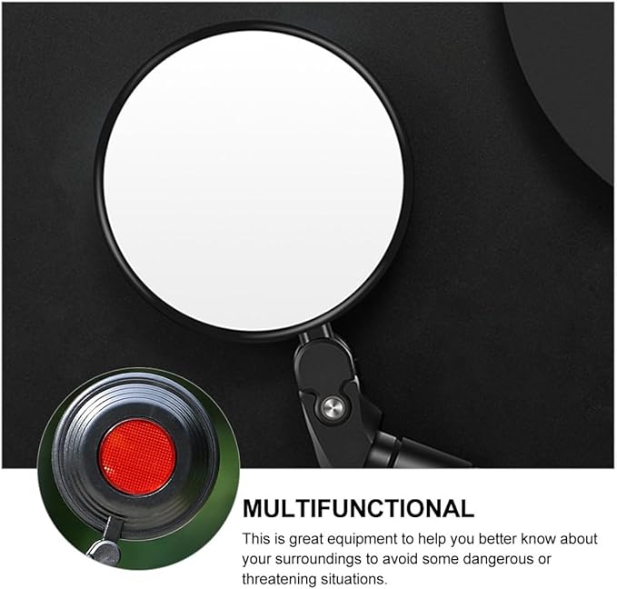 Foldable round Rearview Bike Mirror for Handlebar, Convex Safety Bicycle Mirror, Black Single Unit Suitable for Mountain and Road Cycling
