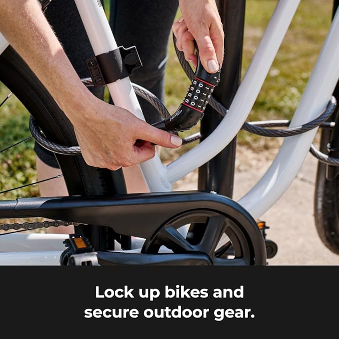 Master Lock Cable Lock, Set Your Own Combination Bike Lock, 6 ft. Long, Black, 8122D