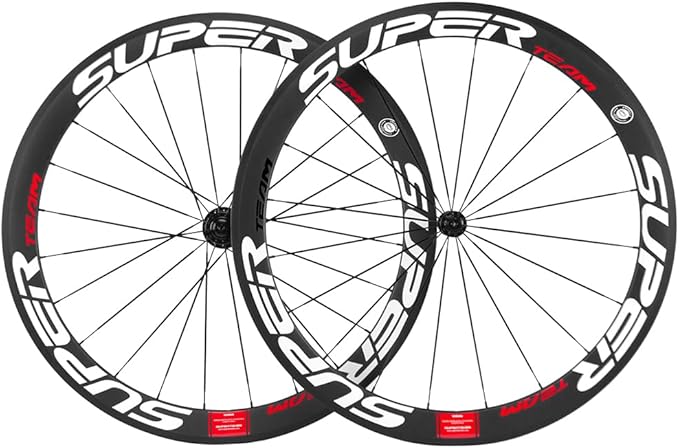 Superteam Carbon Fiber Road Bike Wheels 700C Clincher Wheelset 50mm Matte 23 Width