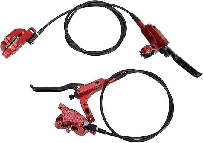 Mountain Bike Hydraulic Disc Brake Set, 4 Piston Front Rear Brake with Screw and Olive Head, Oil Needle, Mounting Column for Most Bikes