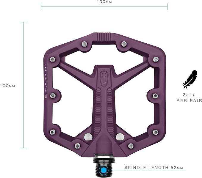 Crankbrothers Stamp Flat MTB Pedals - Size-Specific, Lightweight, Versatile, Durable Bike Pedals