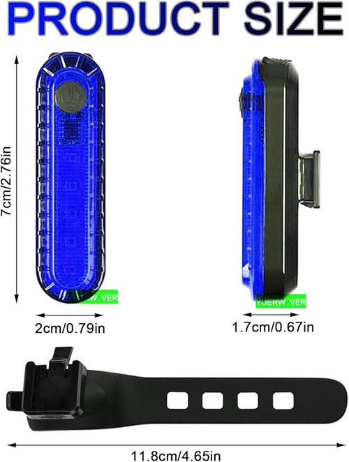 2 Pack USB Rechargeable LED Bike Tail Light Bicycle Rear Cycling Night Essential Reflector Seat Back Safety Lamp Waterproof Bright Warning Flash MTB Light for Men Women Kids