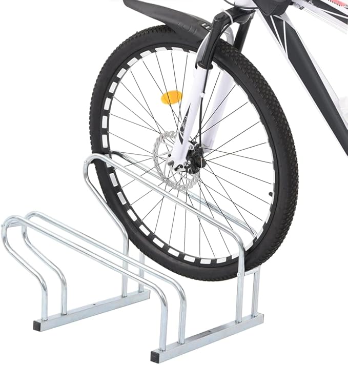 Galvanized Steel Floor Freestanding Bicycle Stand for 2 Bikes, 2 Bikes Floor Bike Stand, Bike Floor Parking Rack for Indoor & Outdoor Garage Storage,-871