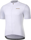 Santic Men's Cycling Jersey Short Sleeve Tops Pro Road Bike Shirt Full Zipper UPF 50+ MTB Jersey with Pockets
