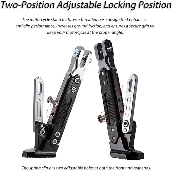 Motorcycle Adjustable Kickstand for Kawasaki KX450 2002-2025, Aluminum Side Stand Non Slip Foot Pad Stable Parking Support Motorcycle Scooter Bike,Red