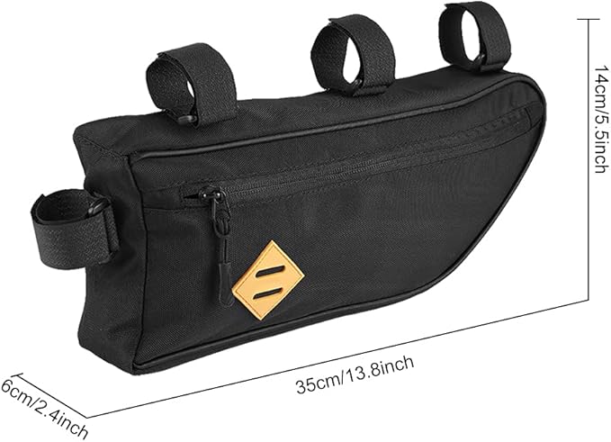 Bike Frame Bag, Bicycle Frame Bag Front Top Tube Cycling Under Seat Pouch Black Dacron Waterproof Bike Triangle Frame Bag Frame Bag with Zipper