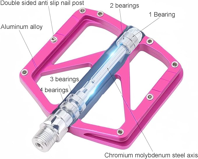 Mountain Bike Pedals, Aluminum Alloy, Pink and Black