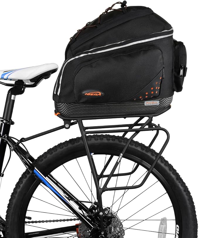 Ibera Bike PakRak Clip-On Commuter Bag & Touring Carrier Plus+ Rack (Disk Brake Mounts) Combo Set