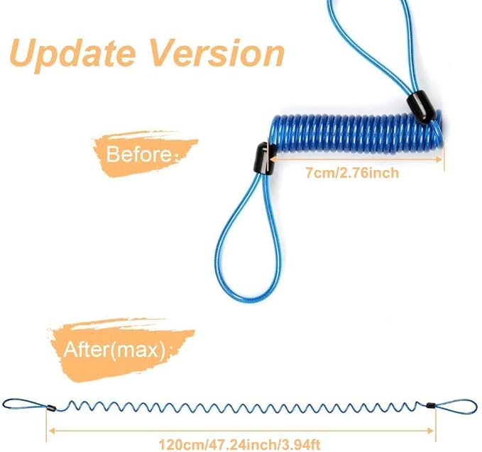 Reminder Cable,YOFUNTLE [2 Pack] Disc Lock Cable,Security Steel Wire Spring Reminder Rope for Scooter Motorcycle Motorbike Vehicle Baggage Helmet Lock,Antitheft Protection on Handlebar(Orange+Blue)