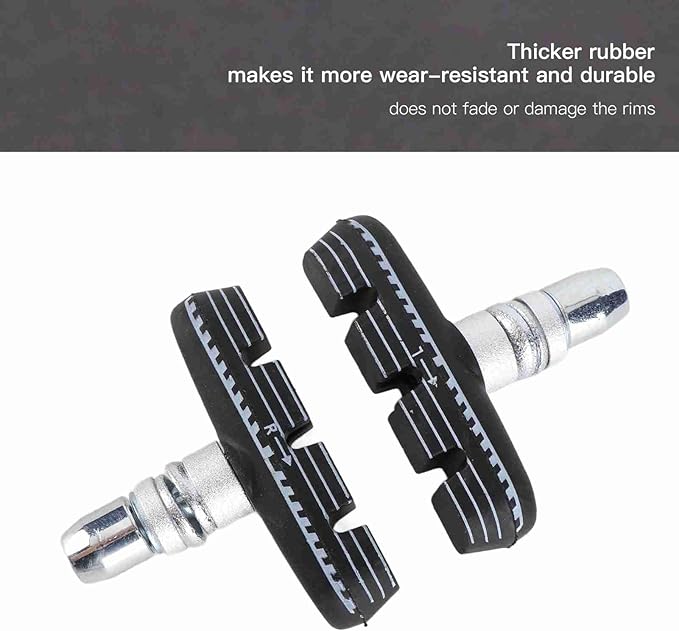 Bike Brakes Pads Set Bicycle V Brake Pads for Mountain and Road Bike, No Noise, No Skid, Folding Bicycle Brake Blocks Kit for Front and Rear Wheels 1 Pair