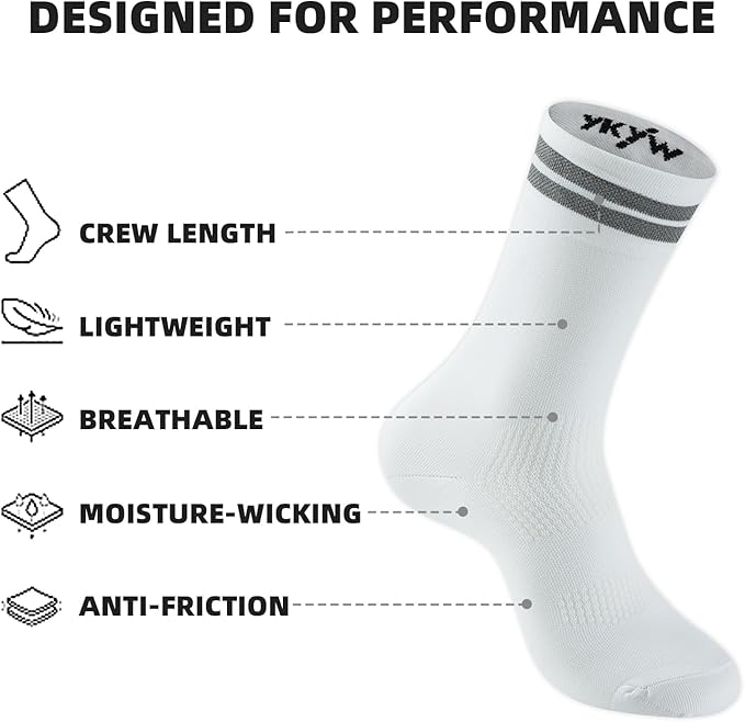 YKYWBIKE Cycling Socks for Men Women-Athletic Crew Bike Socks,Compression Biking Socks for Men Cycling,MTB Riding Socks