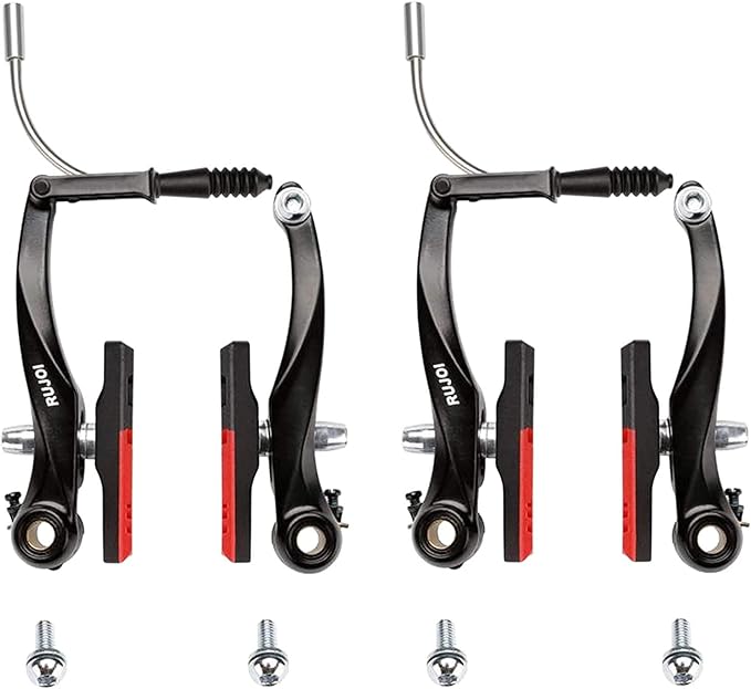 RUJOI Bike Brakes Set,Mountain Bike V Brakes Type,V-Brake Replacement Set for MTB, Road Bike,BMX,E Bike Black (2 Pack)…