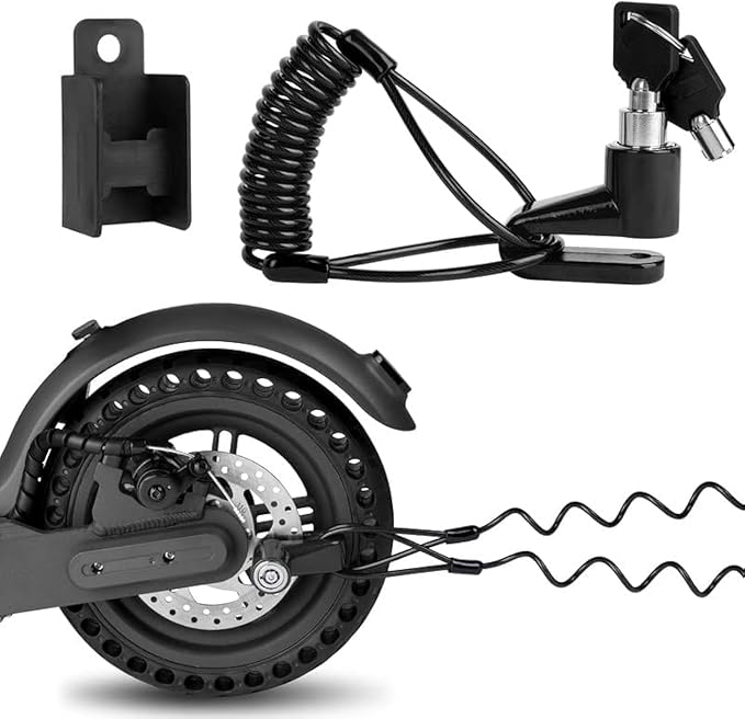 Ainiv Disc Brake Lock, E Scooter Lock Anti-Theft, Cable Bike Lock Waterproof 5FT /12mm Cable with 2 Keys for Scooter, Bike, Electric Bike, Skateboards, Strollers, Lawnmowers with Lock Holders-Black
