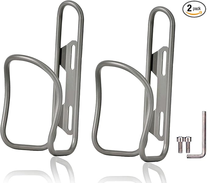 Titanium Bike Water Bottle Cages, 2-Pack, Lightweight and Durable Alloy Holder for MTB and Road Bicycles - Silver (02 2Pack)