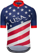 JPOJPO USA Cycling Jersey Men Short Sleeve Bike Shirts Biking Jersey Summer American Bicycle Tops with 3 Pockets Reflective