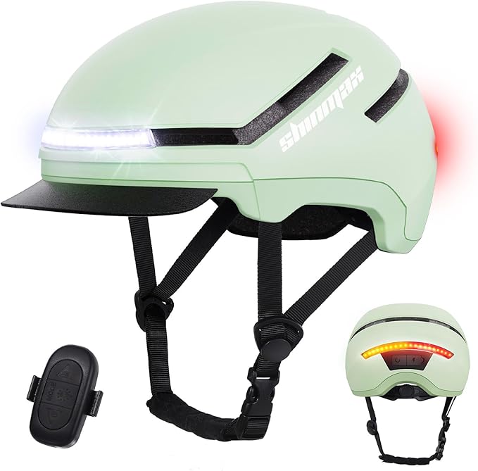 Shinmax Bike Helmet with Turn Signals, NTA Certified up to 45km/h, Bicycle Helmet for Men Women with USB Rechargeable Rear Light, Viser, Cycling Helmet for E-Bike & S-Pedelec,Scooter, Commuter, Adults
