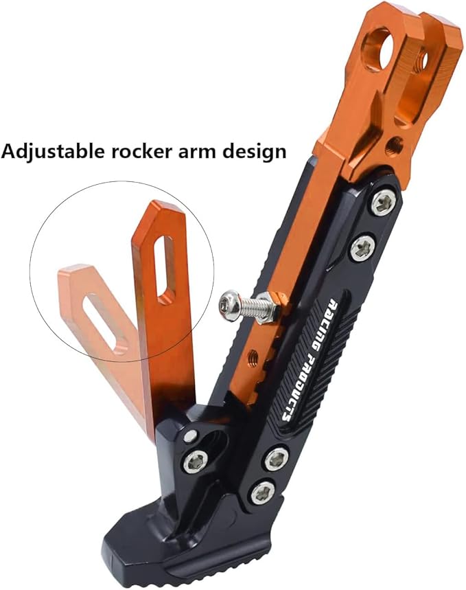 Universal Motorcycle Kickstand Adjustable Foot Side Support Parking Kickstand for Electric Motorbike Parking Foot Side Support Stand (Orange)