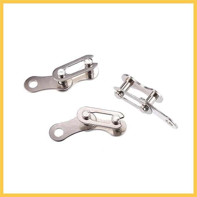 3 Pair Single Speed Silver Tone Chain Master Link Joint Clips Connectors Bicycle Missing Link Reusable Speed Chain for Bike MTB Repair Parts Auto Replacement Parts