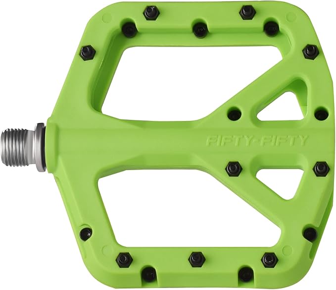 FIFTY-FIFTY Mountain Bike Pedals, Non-Slip MTB Nylon Composite, 9/16" Bicycle Pedals, Lightweight and Wide Flat Platform
