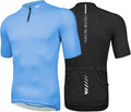 Wulibike Cycling Jersey Men Short Sleeve, Road Bike Shirts 1/4 Zipper with Pockets, Bicycle Clothing Breathable Quick Dry