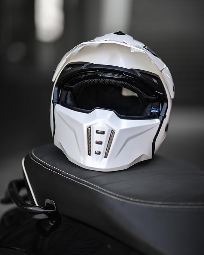 ILM Open Face Motorcycle 3/4 Half Helmet for Men and Women, Vintage Retro Helmet with Visor for Moped ATV Cruiser Scooter DOT Model Z302(White,X-Large)