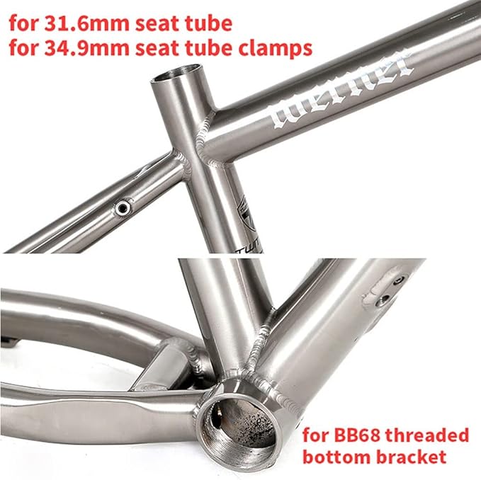 Bike Frame 27.5/29er Mountain Bike Frame 15.5''/17''/19'' Lightweight Titanium Alloy Rigid Frame Disc Brake Thru Axle 12x142mm XC AM(29 * 15.5'')