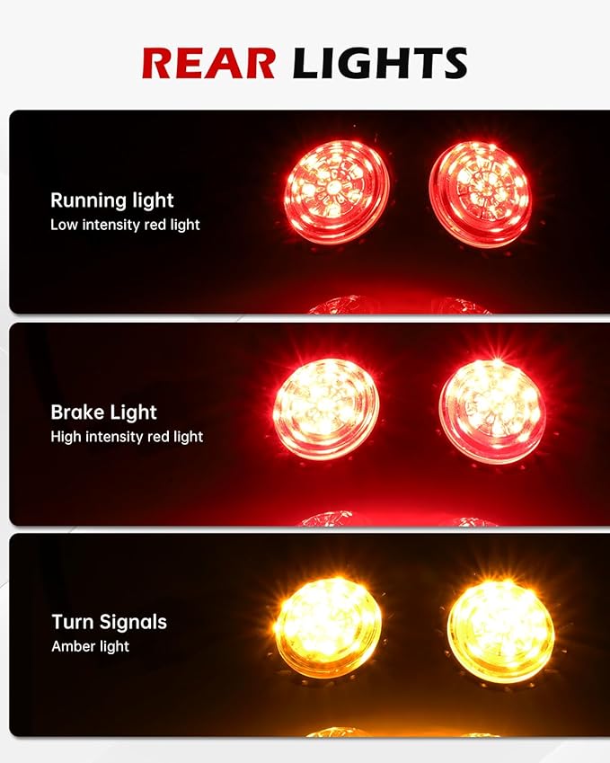 Motorcycle Bullet LED Turn Signal Kit – Front White/Amber & Rear Red/Brake/Amber Lights, Zinc Alloy Housing, M10 Universal Fit for Cruiser Bobber Chopper Custom Bikes(Chrome-Front+Rear)