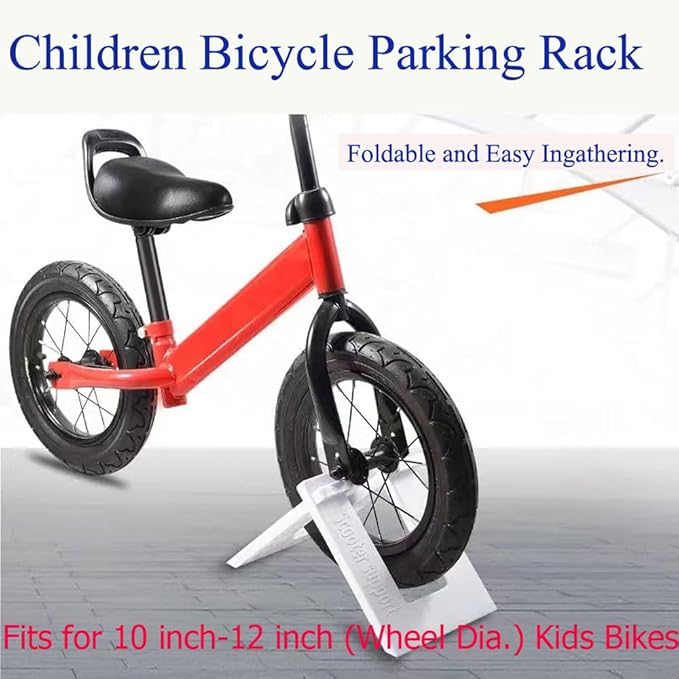 2 Pack Kids Balance Bike Parking Rack Stand Foldable Kickstand Holder for No Pedal Training Bicycle Scooter 8‘’ 9‘’ 10‘’ 12 Inch Bikes Storage Organizer Indoor Outdoor Garage