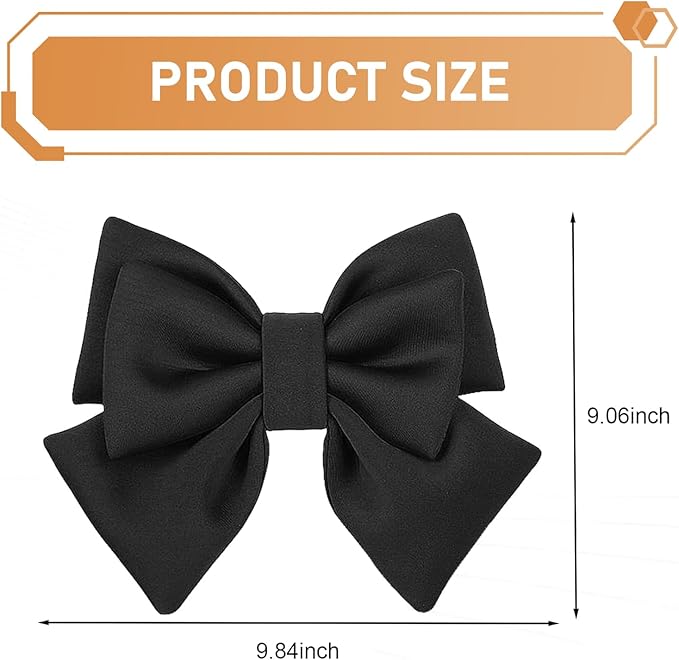 Large Bow Helmet Decoration, Cute Bow Helmet Accessory with Suction Cup, Removable Decorative Bow for Motorbike Helmets, Universal for Ski Bike Motorcycle Helmets (Black)