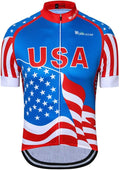 JPOJPO USA Cycling Jersey Men Short Sleeve Bike Shirts Biking Jersey Summer American Bicycle Tops with 3 Pockets Reflective