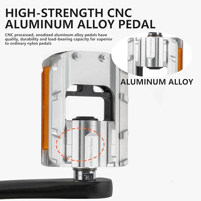Folding Bike Pedals, All Aluminum Alloy, 9/16'' with Reflective Strips, Bicycle Pedals Wide Flat Mountain Bike Pedals, Non-Slip Bike Pedals for Road Bike BMX Bike Beach Cruiser Bike
