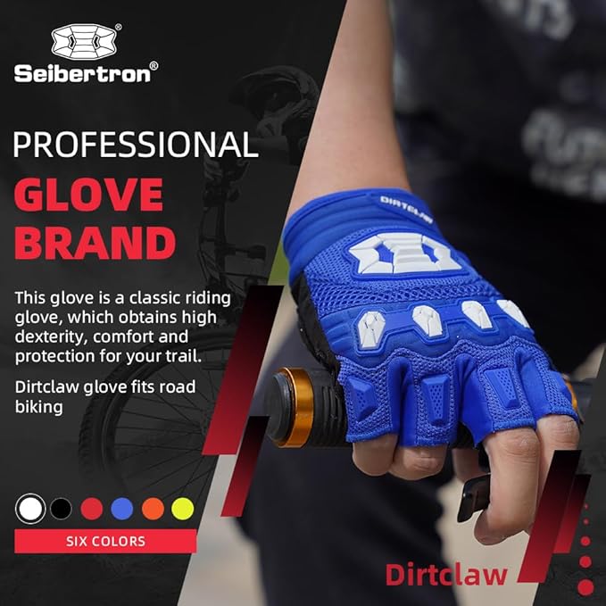 Seibertron Unisex BMX MX ATV MTB Racing Mountain Bike Bicycle Cycling Off-Road/Dirt Bike Gloves Road Racing Motorcycle Motocross Sports Gloves Touch Recognition Full Finger Glove