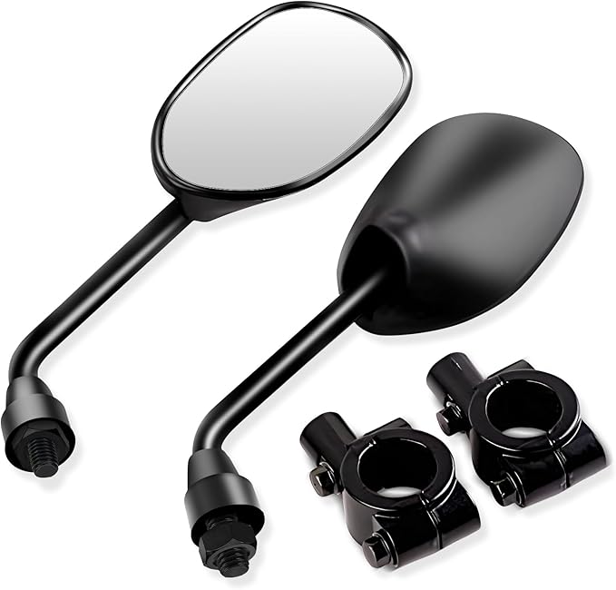 XYZCTEM Black Retro Style Side Rearview Mirror w/ 7/8" Handlebar Mount 8mm Adaptor For Mountain Bike BMX Bicycle Motorcycle Dirt Bike ATV Cruiser Chopper-Pair
