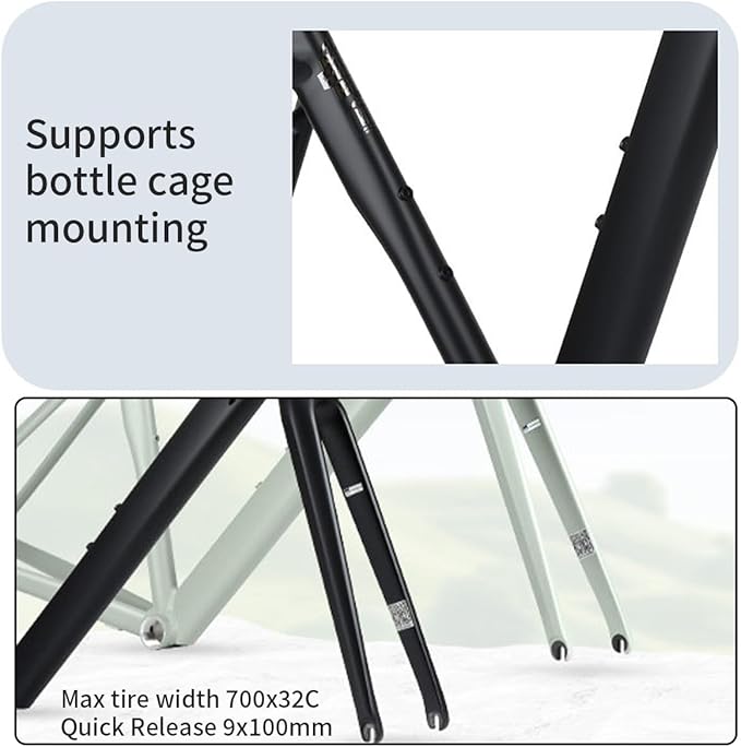700C Road Bike Frameset 50/52cm Aluminum Alloy Frame Rim Brake Quick Release 100/135mm BSA BB68mm Carbon Fiber Rigid Fork Internal Routing