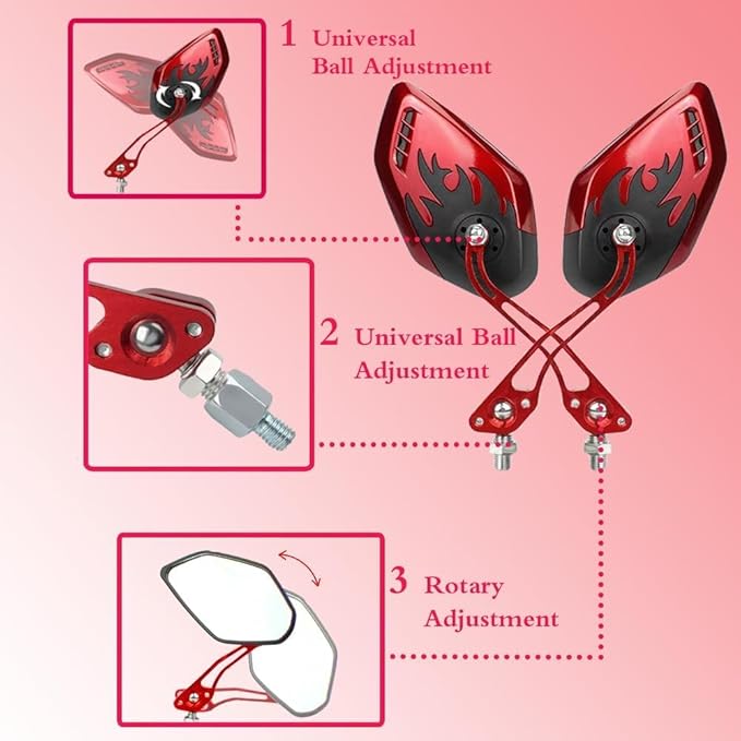 Bike Mirrors for Electric Bikes - 2 Pack Mirrycle Bike Mirrors, Handlebar Rearview Mirror, Bicycle Mirrors for Handlebars - Enhance Safety and Visibility on Your Electric (red)
